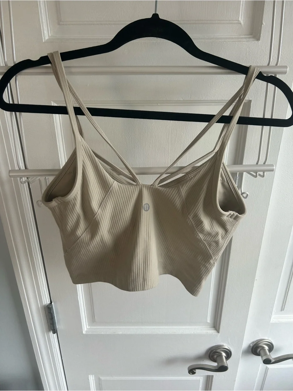 lululemon athletica Ribbed Double-Strap Cropped Tank in Beige